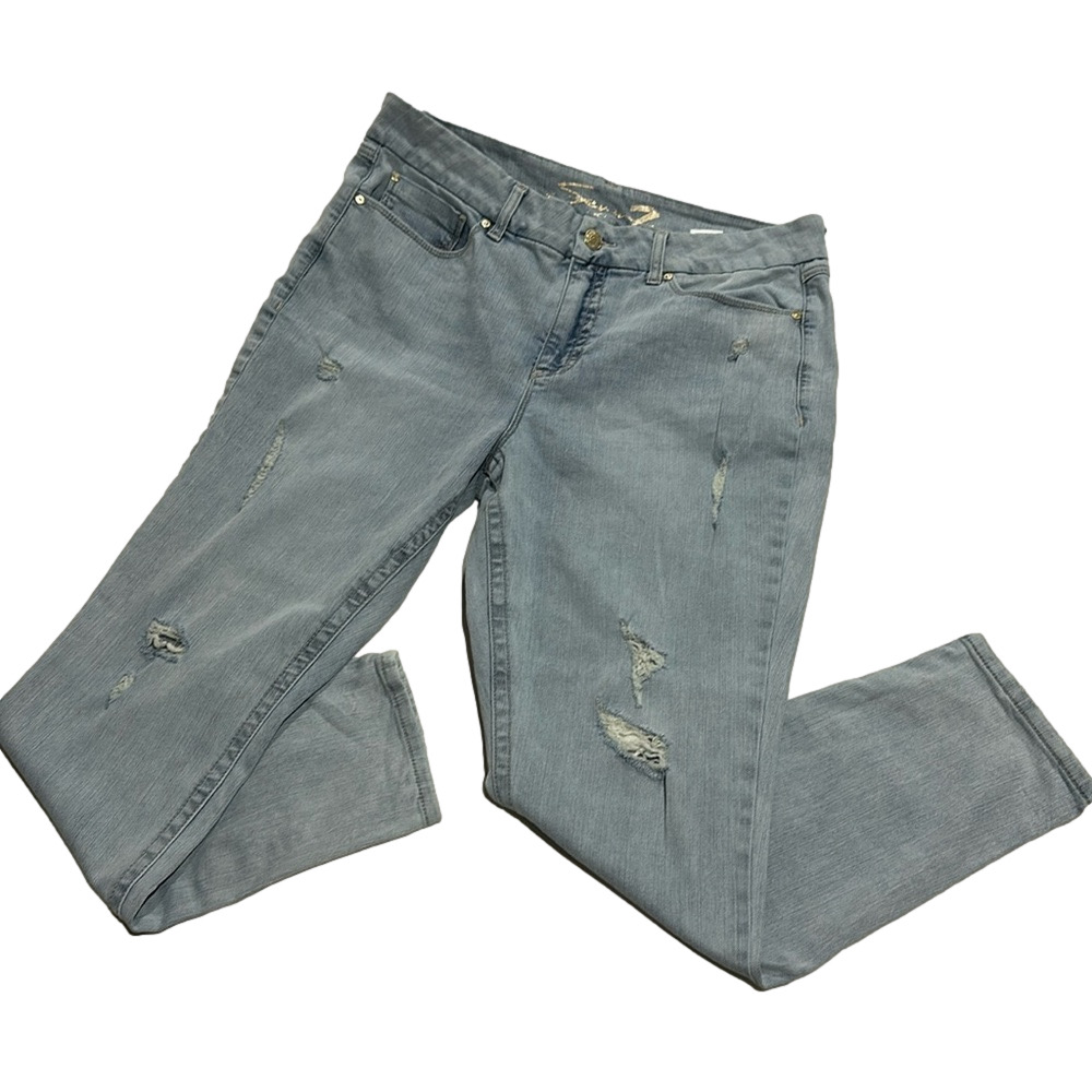 Seven7 Distressed Tummyless High Rise Skinny Jeans Size 16 - EUC